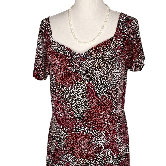 The Limited Off Shoulder Handkerchief Hem Midi Dress L Mauve White Black Print - Picture 4 of 16